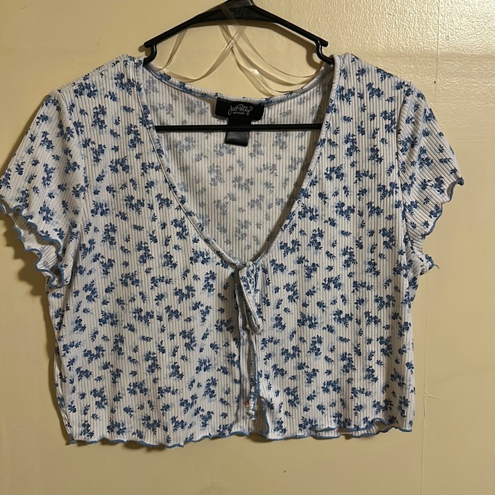 Just Polly open front tie crop top